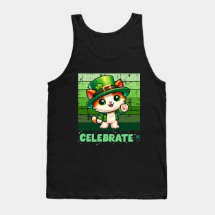 Festive Kitty Celebrates: Cute St. Patrick's Day Tee Tank Top
